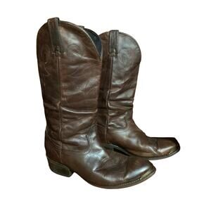 Men’s Vntg Brown Leather Durango Goodyear Welt cowboy boots w/ metal tip 9-10